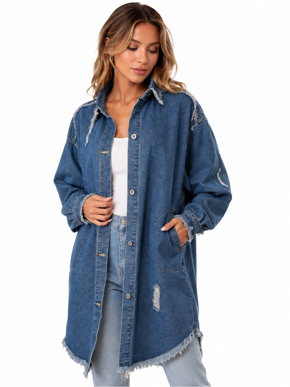 NWT Made in Greece Oversized Denim Shirt Dress Jacket | One Size